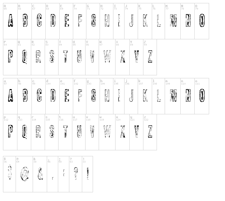 Vtks Carrier font map